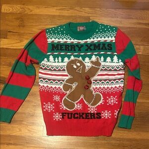 Spencer's Red and Green Gingerbread Light up Sweater